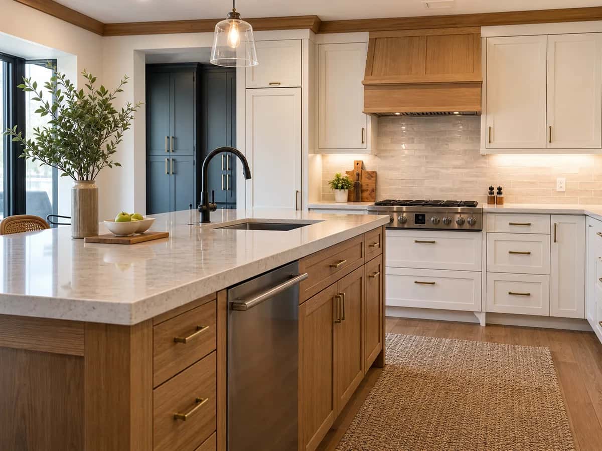 Open kitchen remodel with island seating and improved layout