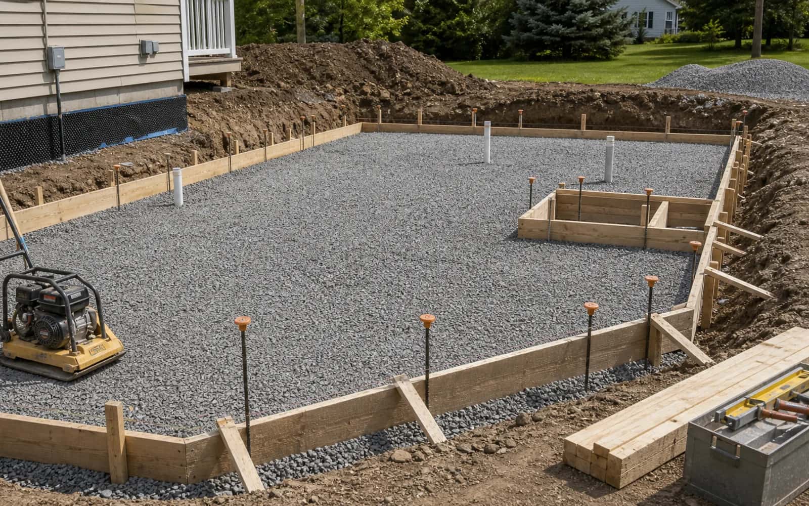 Compaction, forms, final grade readiness, cleanup, and prep handoff for concrete work