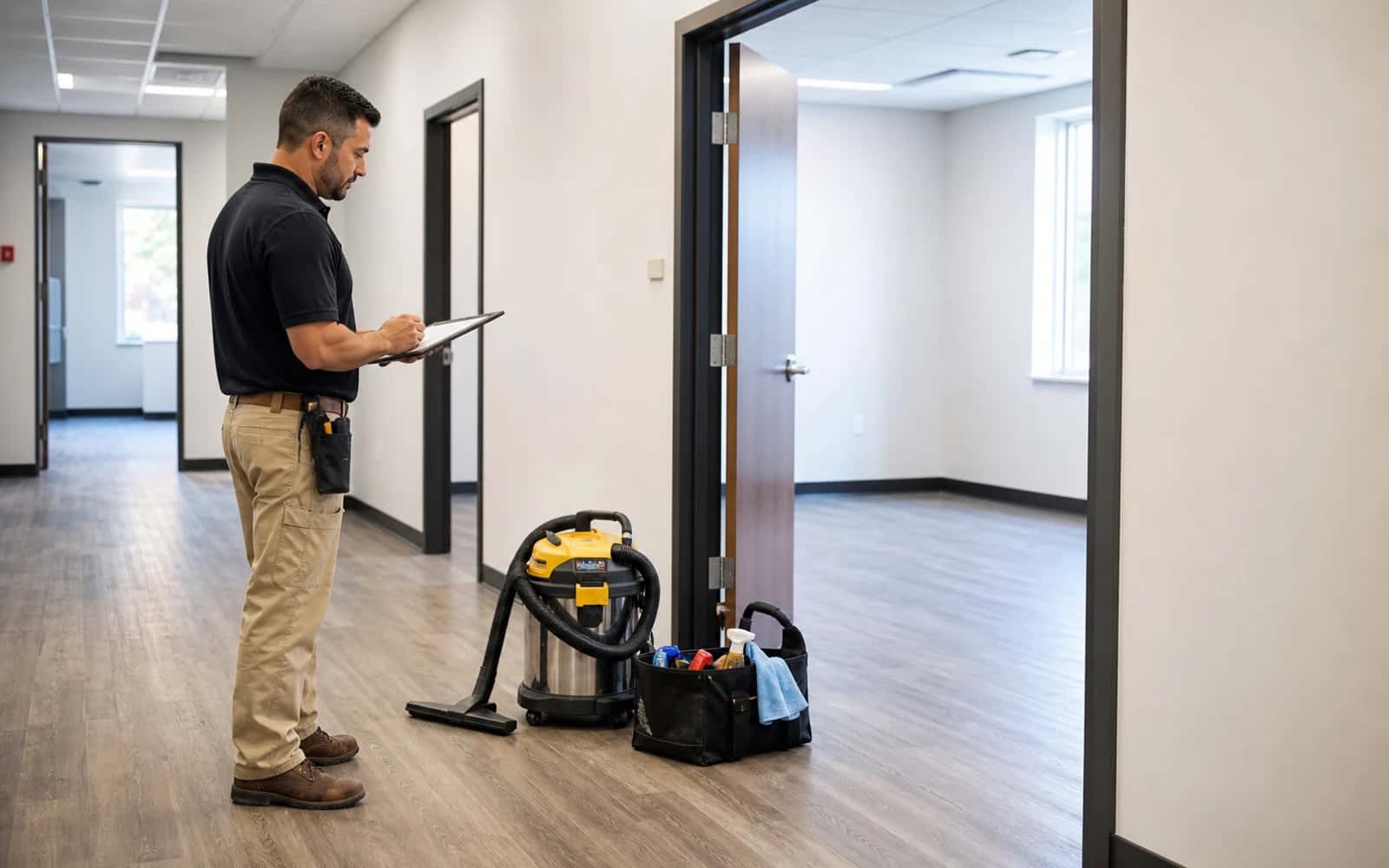 Punch list, cleanup, final inspection, and ready-for-tenant handoff in a commercial property