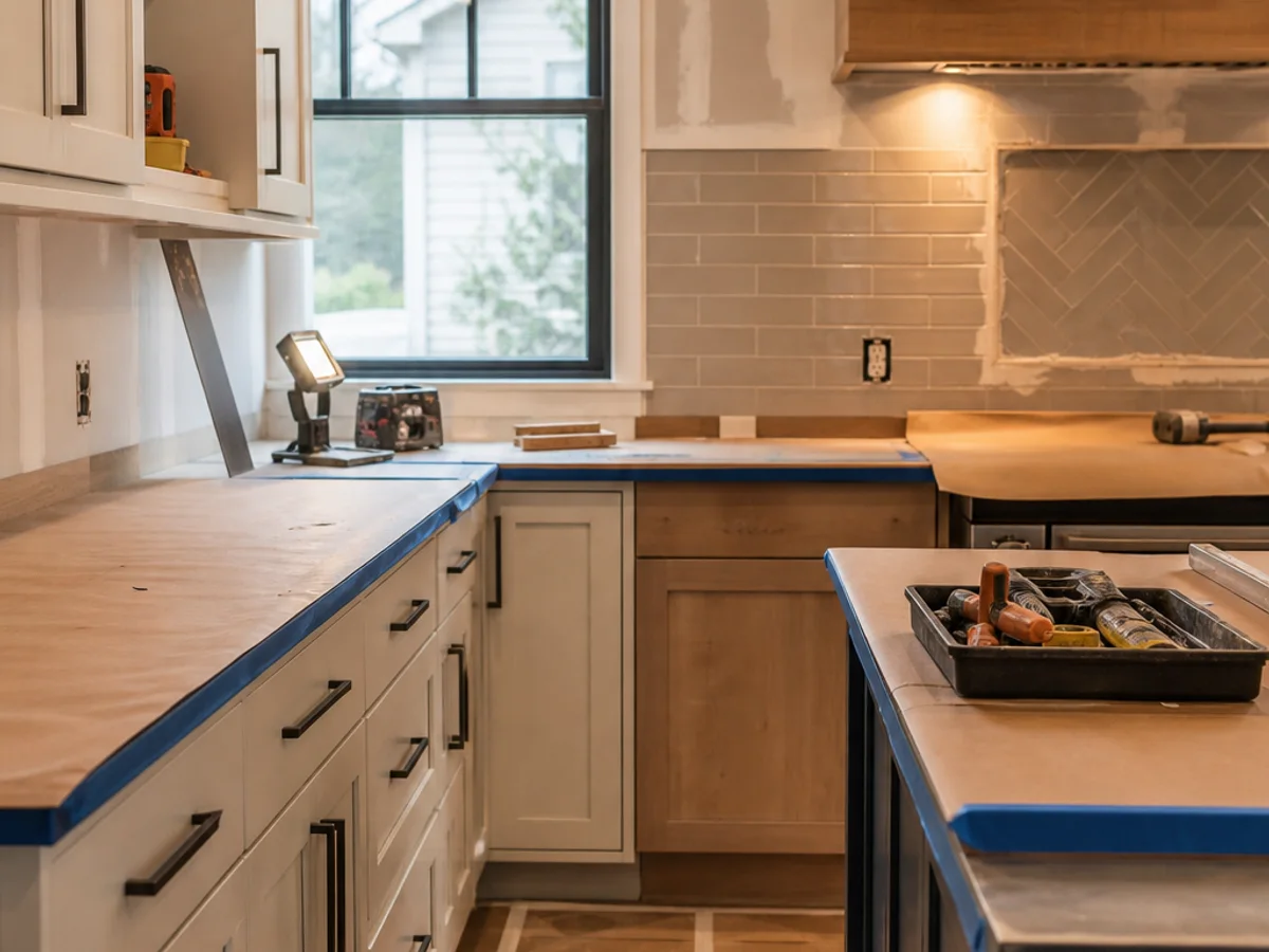 Kitchen storage detail with custom cabinetry and organized drawers