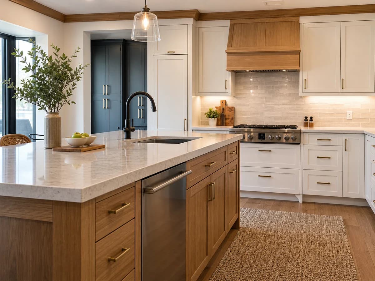 Open kitchen remodel with island seating and improved layout