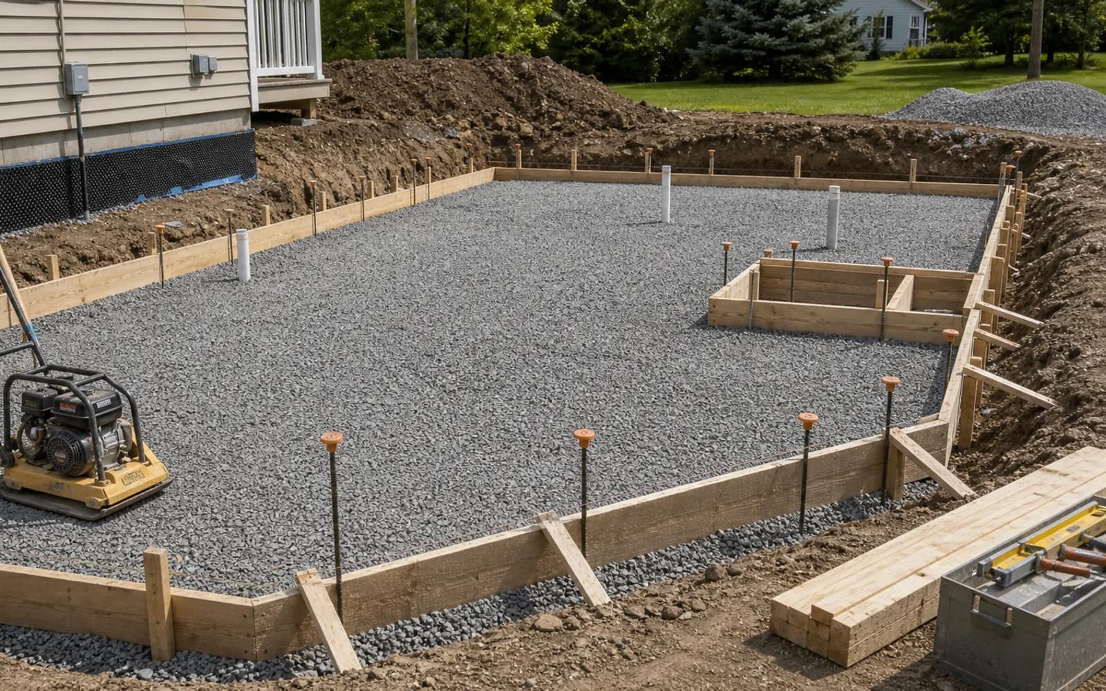Compaction, forms, final grade readiness, cleanup, and prep handoff for concrete work