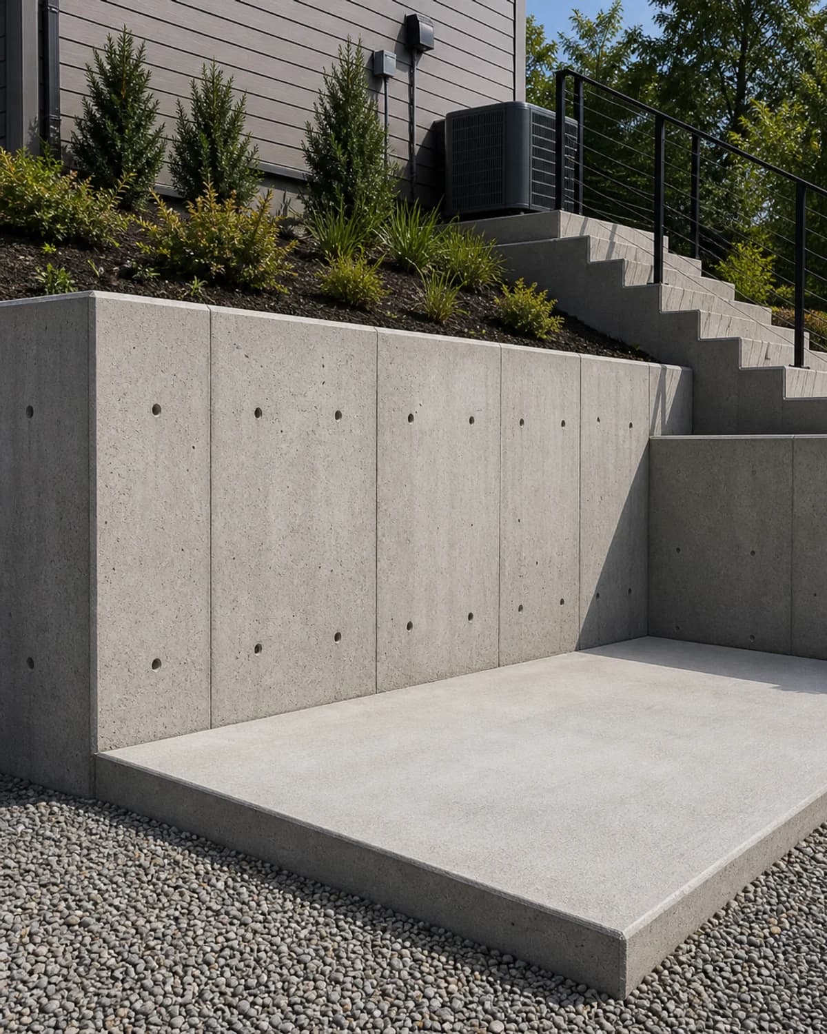 Structural concrete result with clean finish and credible support details in a residential or light commercial setting