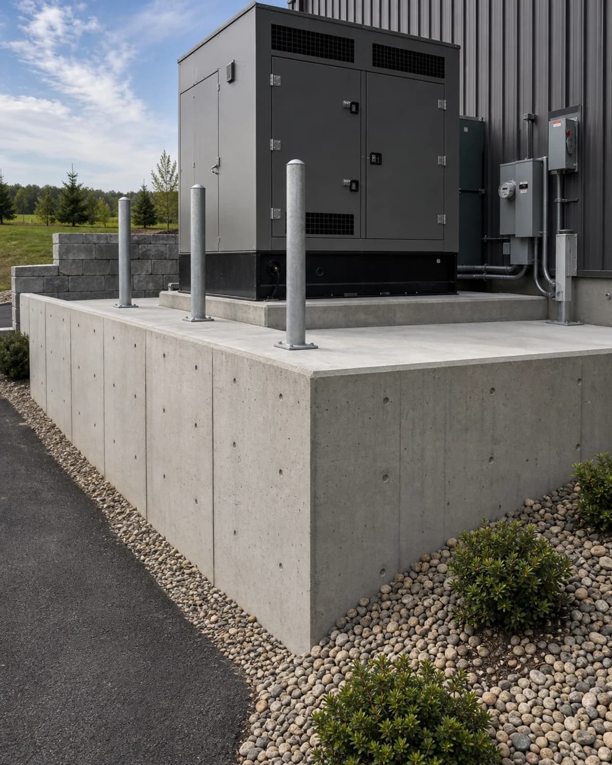 Structural concrete craftsmanship with credible load-bearing details, straight forms, precise finish, and professional site organization
