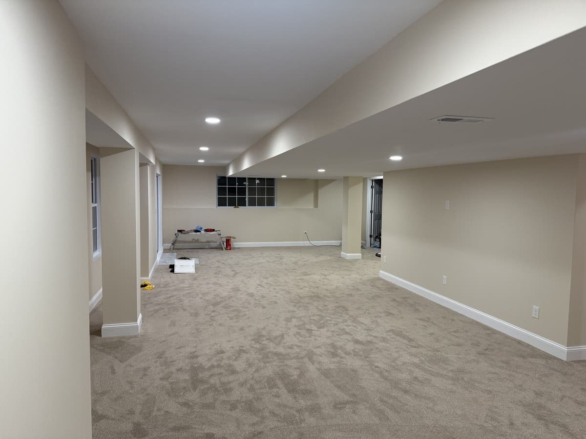 Completed basement finishing project in Lehigh Valley home