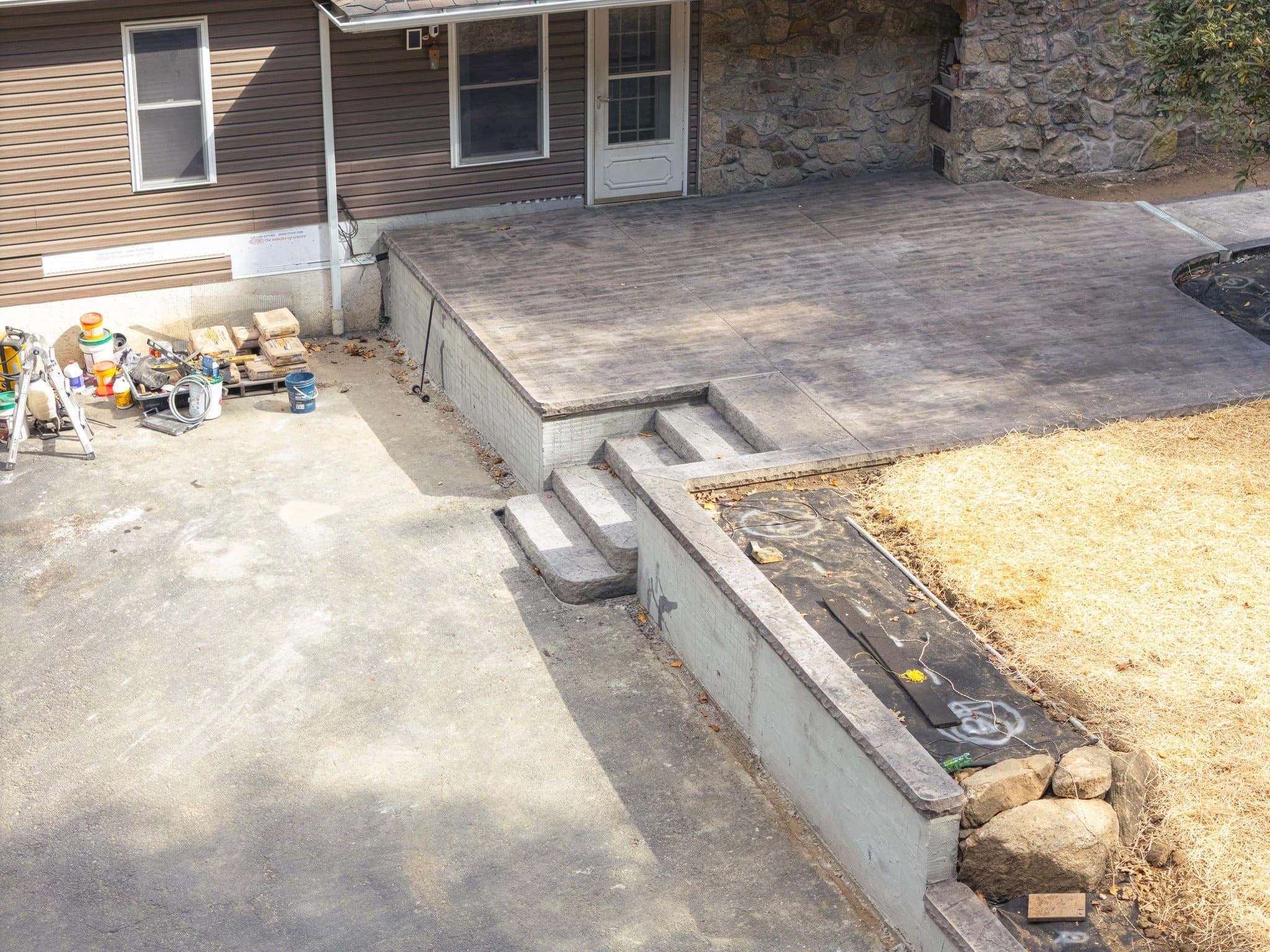 Decorative concrete surface with color and finish detail