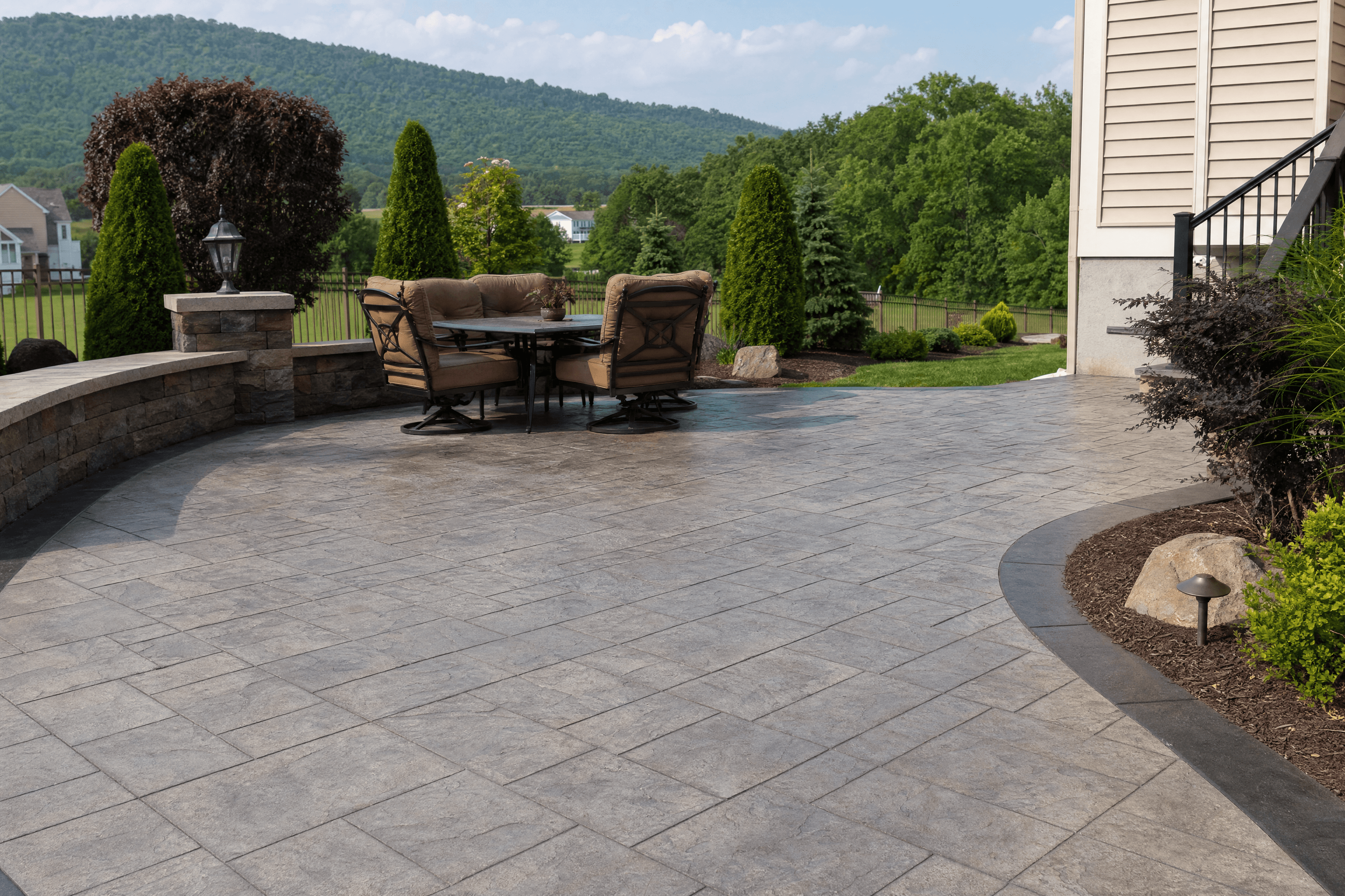 Decorative stamped concrete patio