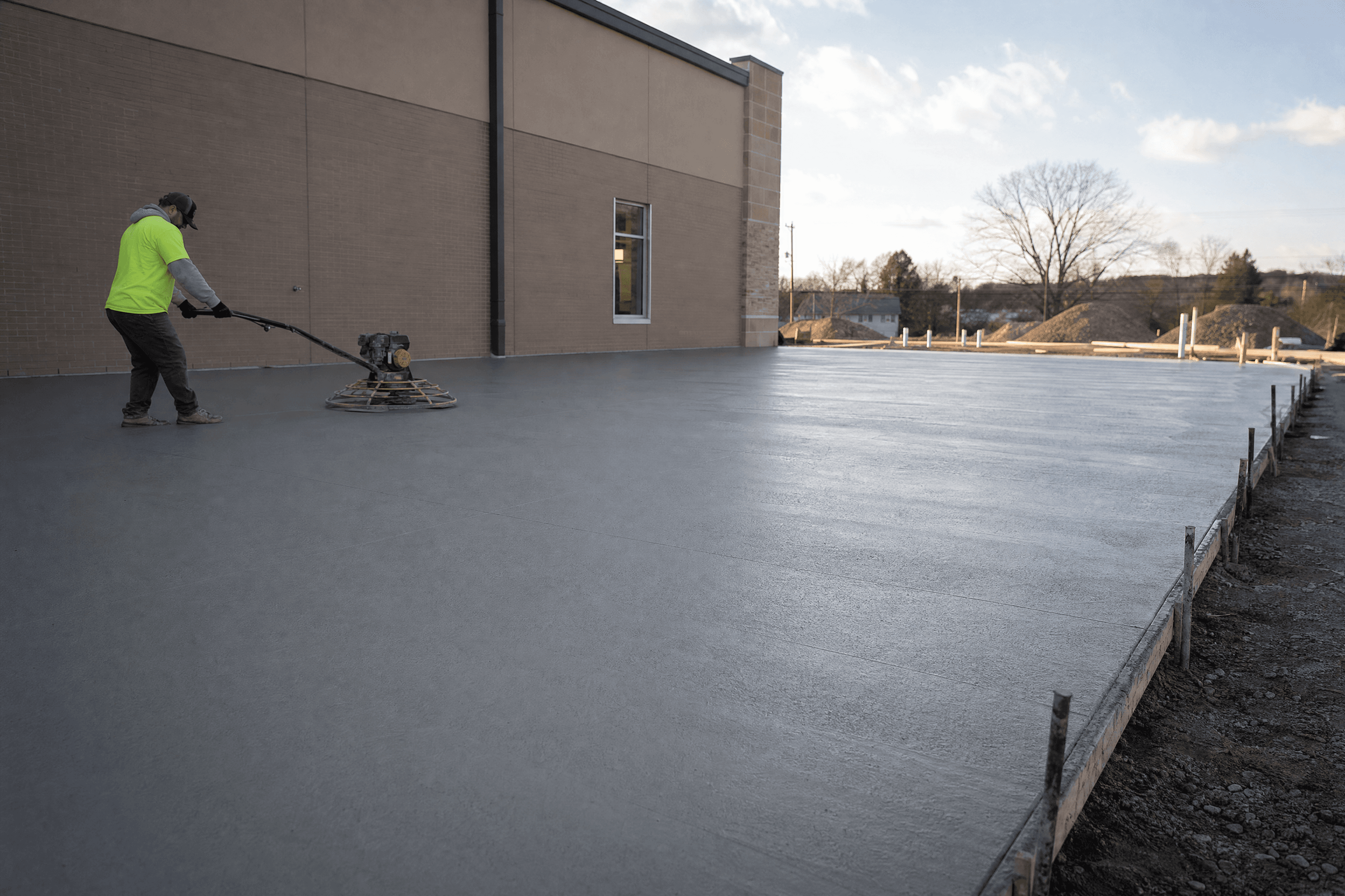 Commercial concrete slab finishing