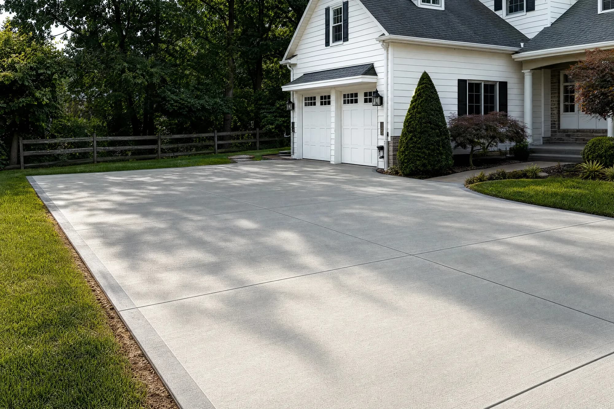 Modern concrete driveway