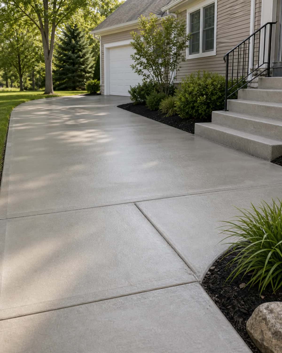 Restored concrete surface that looks durable, professional, realistically repaired, and ready for use