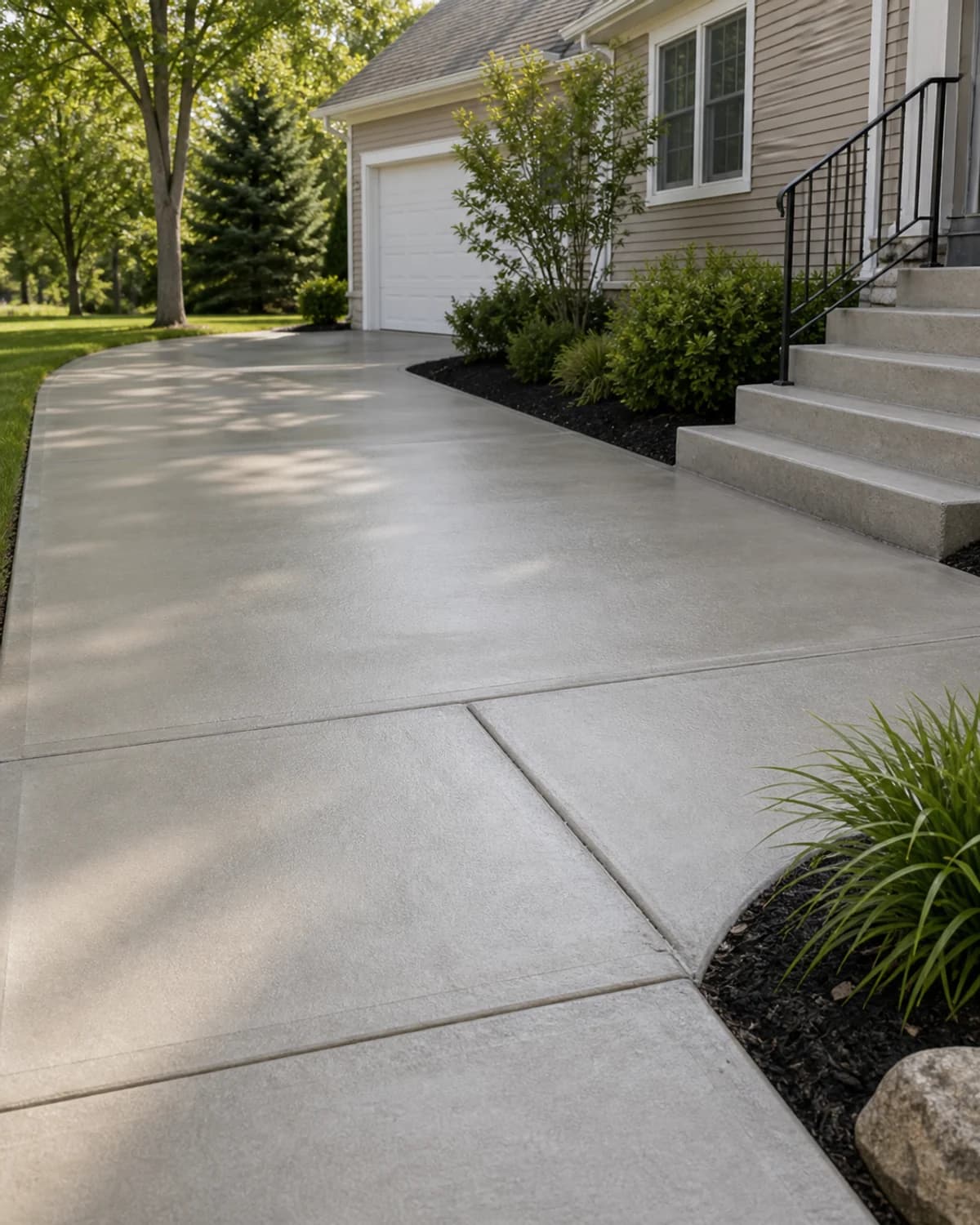 Restored concrete surface that looks durable, professional, realistically repaired, and ready for use