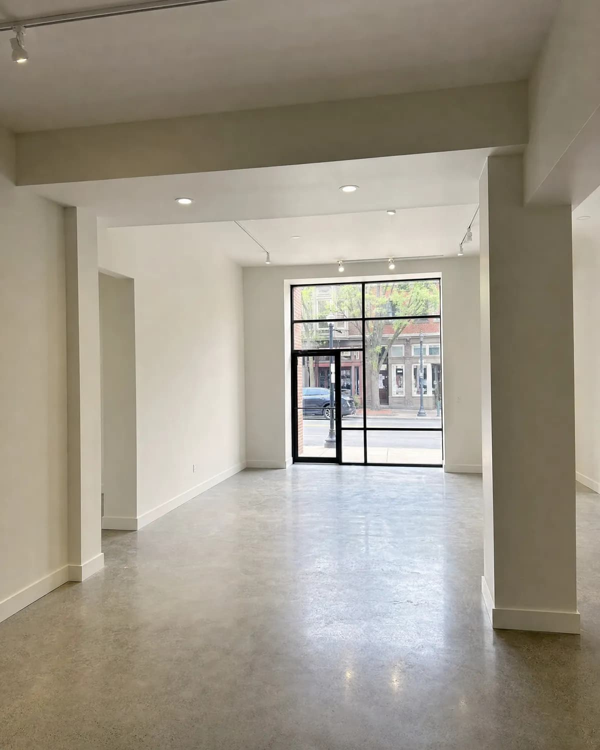 Freshly repainted retail storefront interior ready for display fixtures