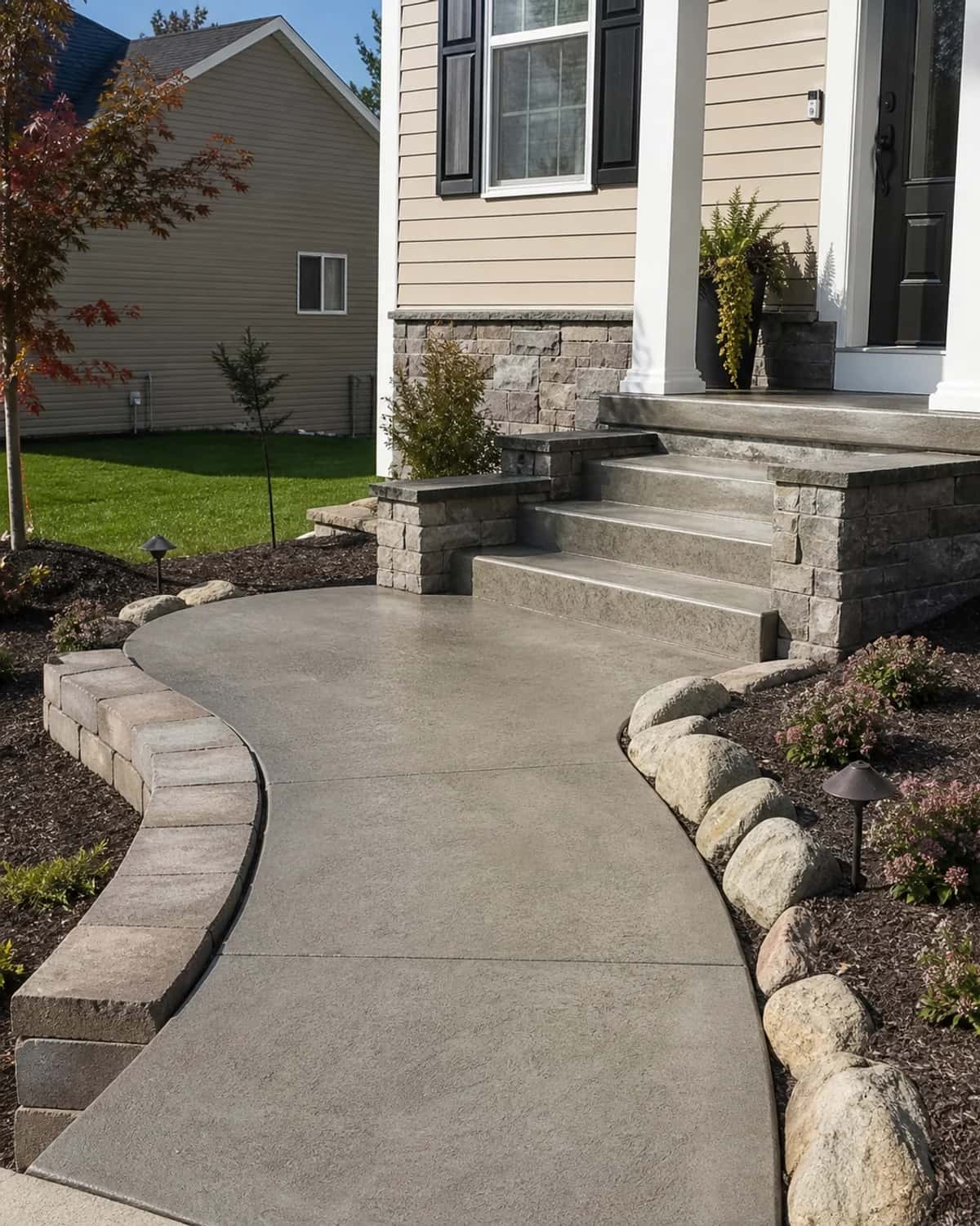 Specialty concrete result with precise detail work, believable site integration, and durable finish