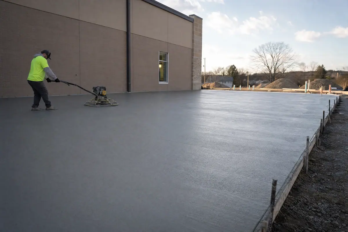 Commercial concrete slab finishing