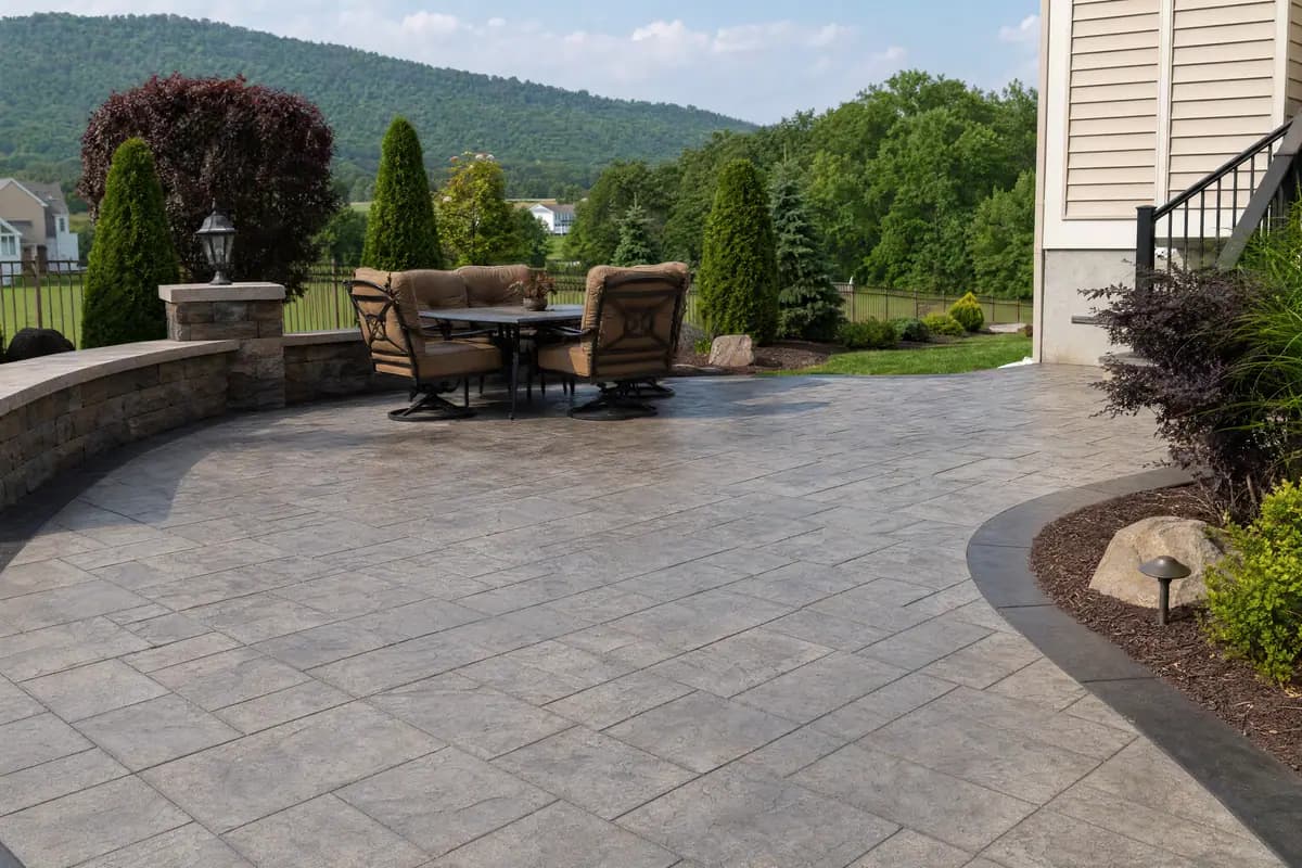 Decorative stamped concrete patio