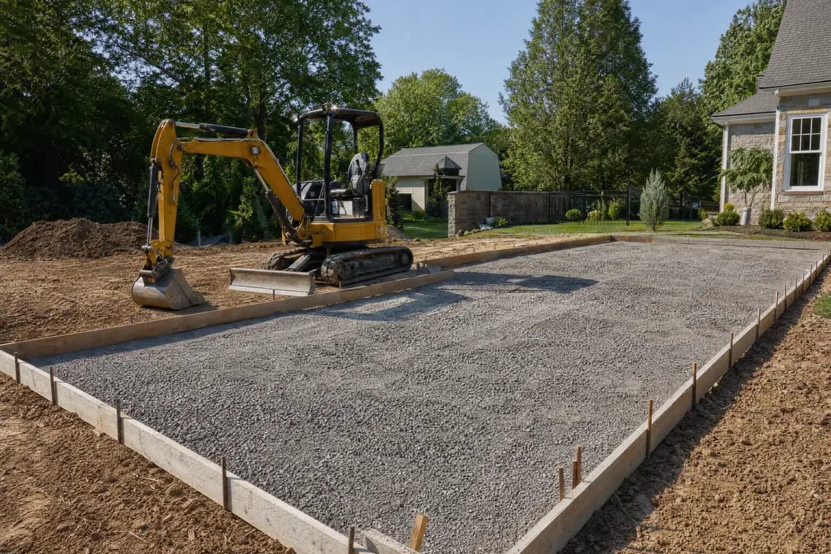 Excavation and site preparation for concrete