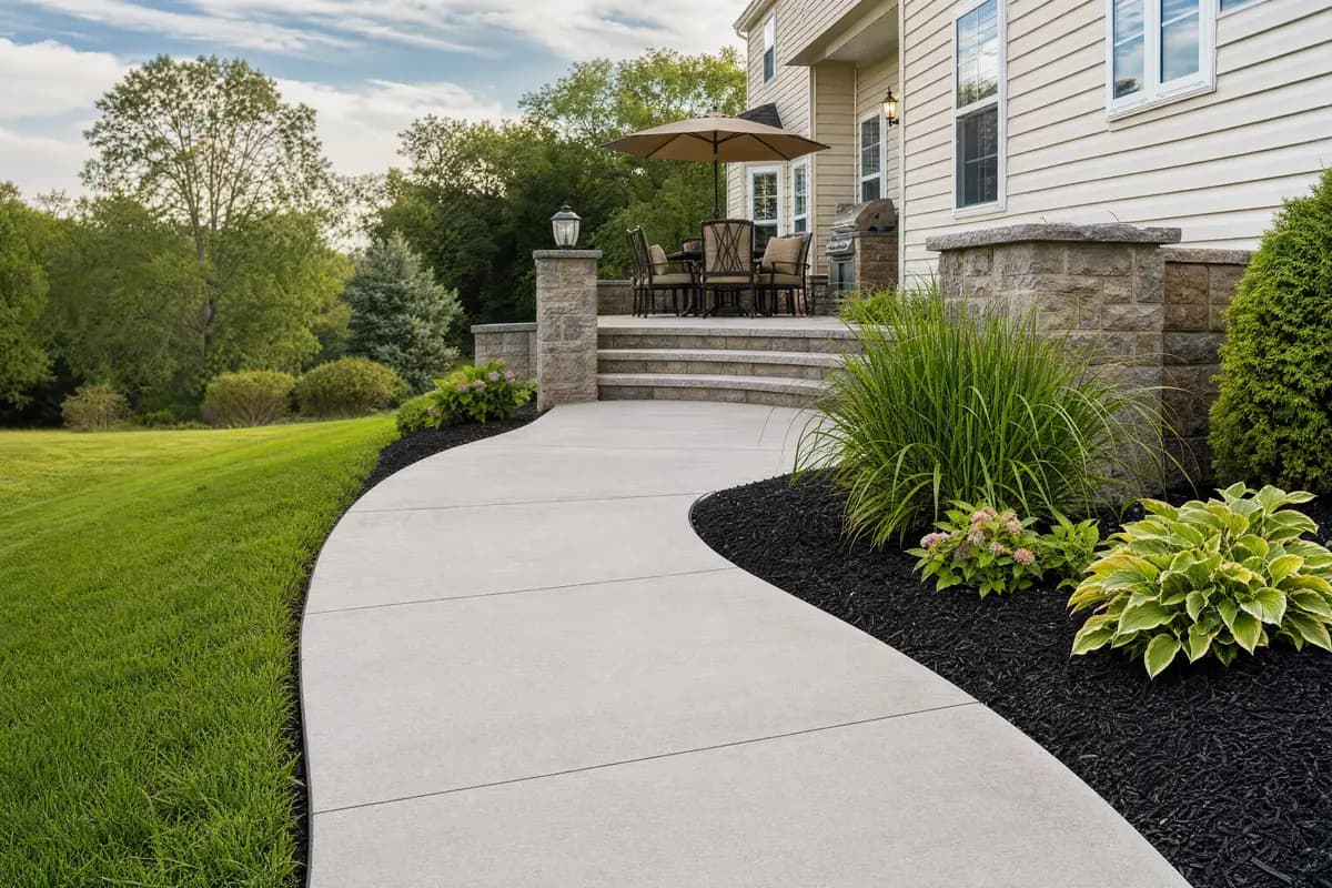 Concrete patio and walkway